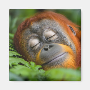 Aimant Portrait d'orang-outan sauvage se relaxant