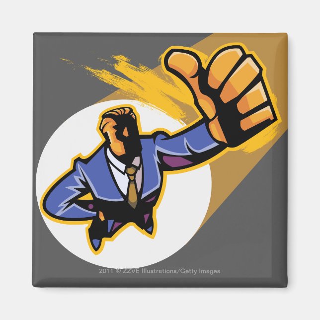 Aimant Portrait du jeune homme montrant les pouces vers l (Devant)