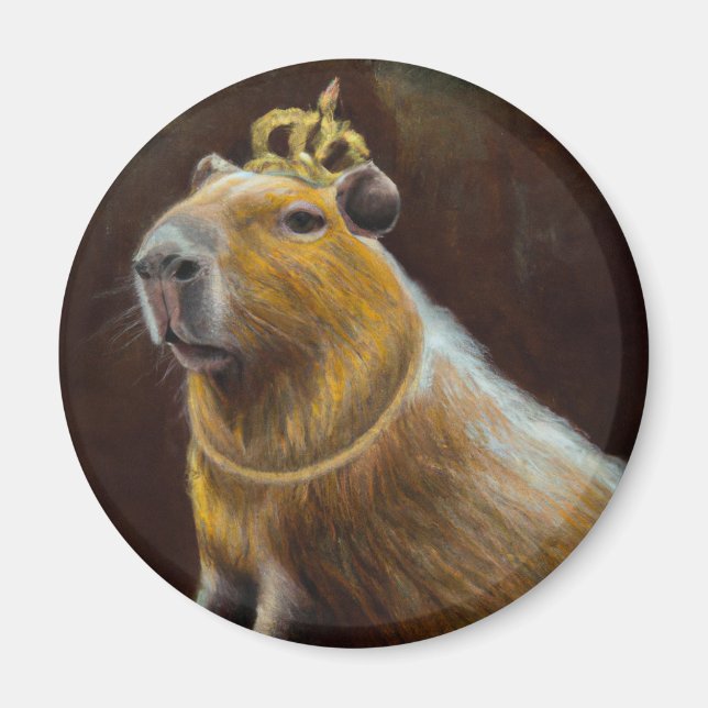 Aimant Portrait d'un capybara portant une robe royale méd (Devant)