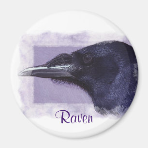 Aimant Portrait d'un Corvid Raven amateurs Art Design