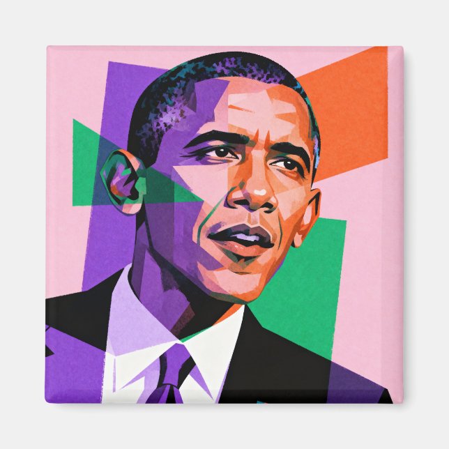 Aimant Portrait géométrique moderne de Barack Obama (Devant)