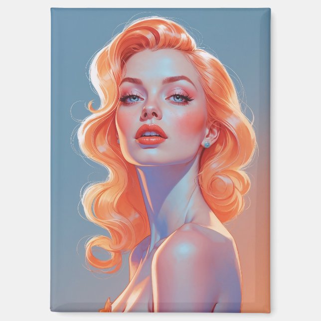 Aimant Portrait Orange Hair Pin Up (Recto)