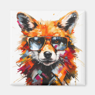 Aimant Portrait Pop Art Abstrait Animal Lunettes de solei