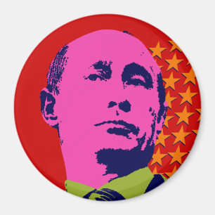 Aimant Portrait Pop Art de Poutine rose