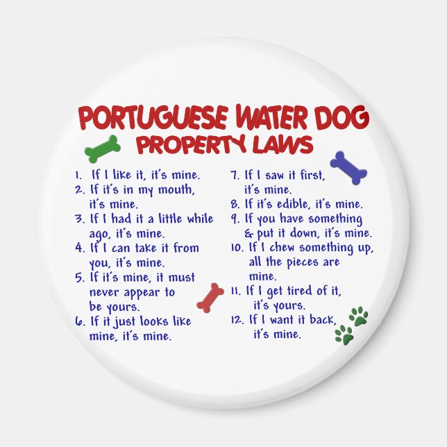 Aimant PORTUGAIS WATER DOG, propriété Lois 2 (Devant)