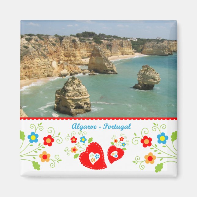 Aimant Portugal en photos - falaises de Benagil, Algarve (Devant)