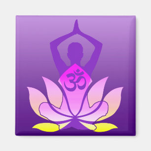 Aimant Pose de yoga de fleur de l'OM Lotus sur le