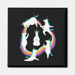 Aimant Poses de salutation au soleil de yoga licorne mème