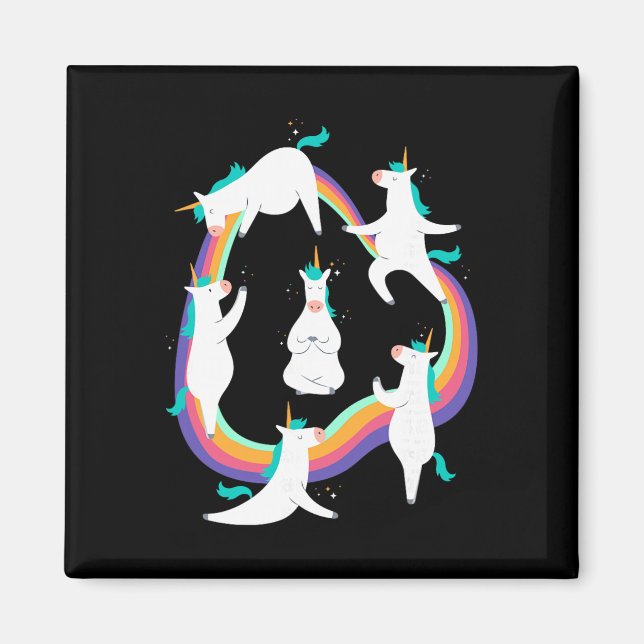 Aimant Poses de salutation au soleil de yoga licorne mème (Devant)