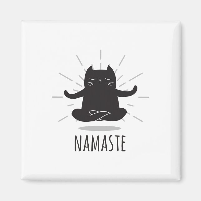 Aimant Poses de yoga Namaste de chat drôle Symbole de fle (Devant)