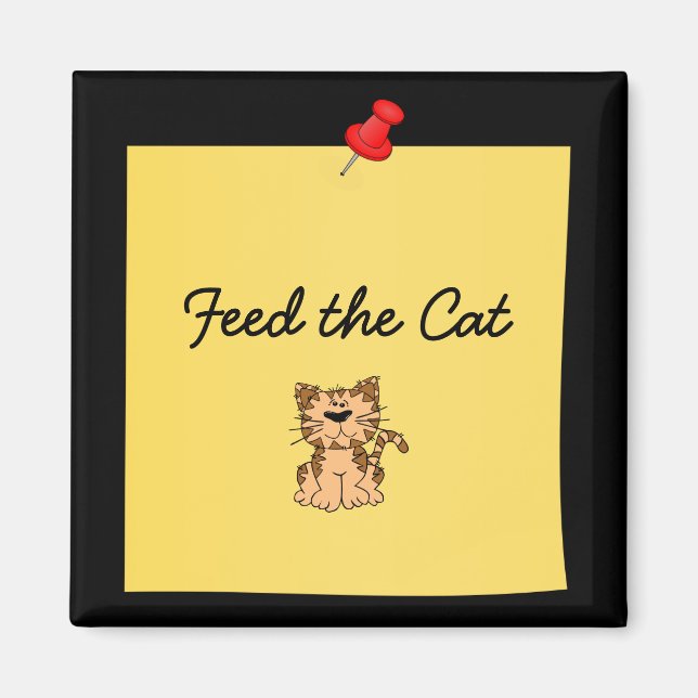 Aimant post-it-note "Feed the Cat" (Devant)