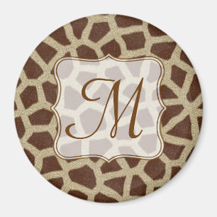 Aimant Poster de animal de girafe Monogramme initial magn