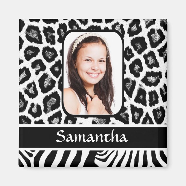 Aimant Poster de animal noir et blanc (Devant)