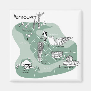 Aimant Poster de Vancouver - vert