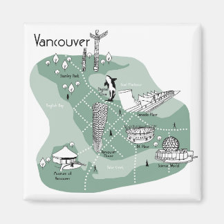 Aimant Poster de Vancouver - vert