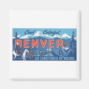 Aimant Poster de voyage de Denver couleur cool