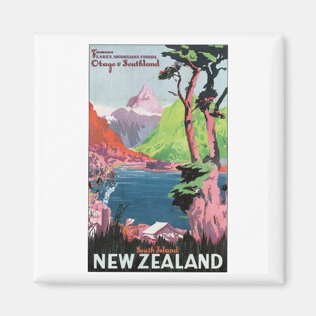Aimant Poster de voyage de South Island Nouvelle-Zélande (Devant)