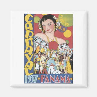 Aimant Poster de voyage du Carnaval vintage 1937 Panama
