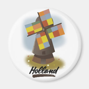Aimant Poster de voyage du moulin à vent de Hollande