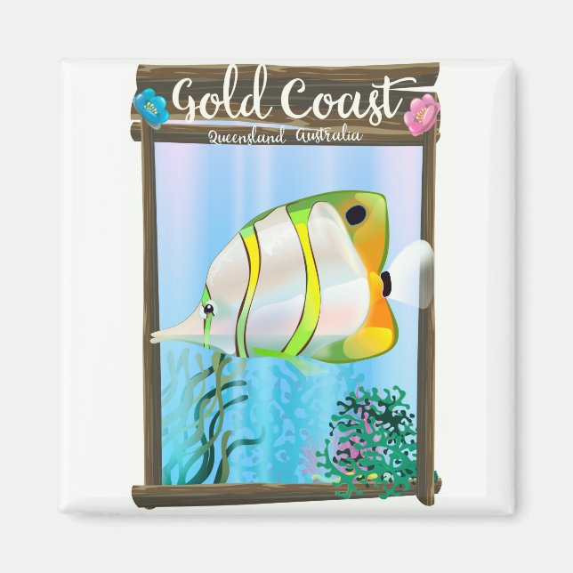 Aimant poster de voyage Gold Coast Australia. (Devant)
