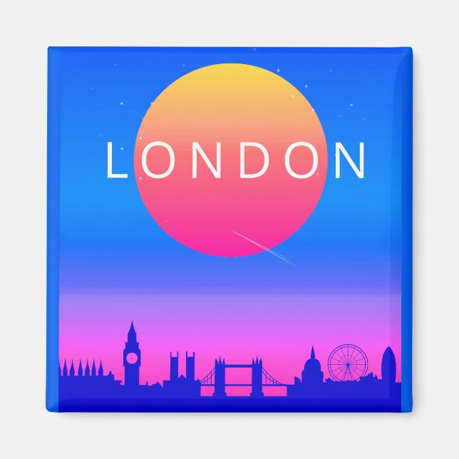 Aimant Poster de voyage London Skyline Sunset (Devant)