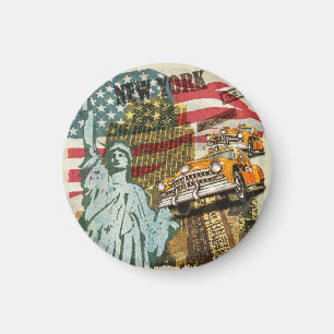 Aimant Poster de voyage new-yorkais vintage.