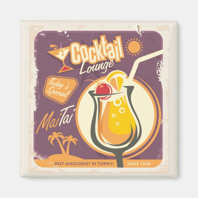 Aimant Poster du Cocktail Lounge (Devant)