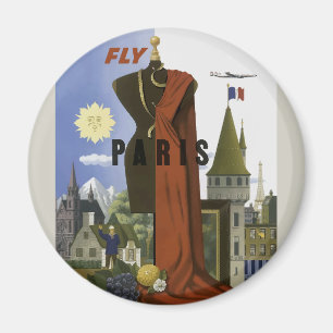Aimant Poster du Vintage voyage Fly Paris France