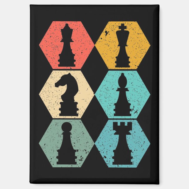 Aimant Poster Retro Vintage Chess Pièces Sunset (Recto)