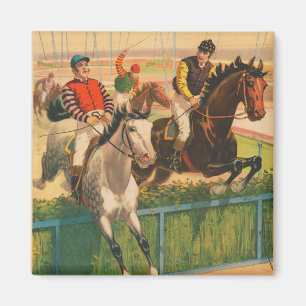 Aimant Poster vintage Allemand De Jockeys Sur Les Chevaux