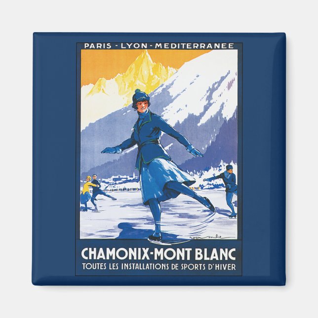 Aimant Poster vintage Chamonix - Mont Blanc (Devant)