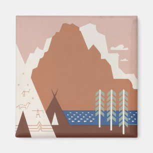 Aimant Poster vintage Promouvoir Les Voyages Au Montana.