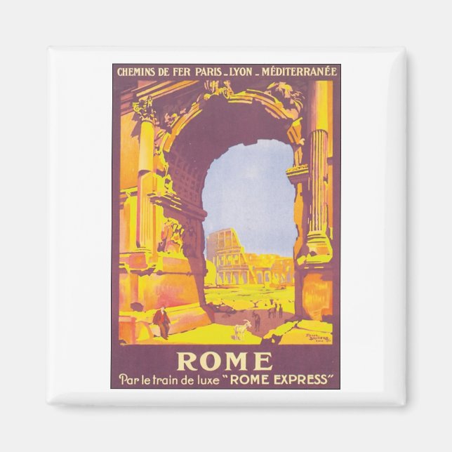 Aimant Poster vintage Rome Travel (Devant)