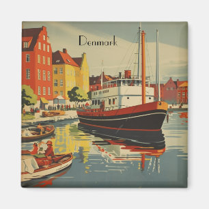 Aimant Poster Vintage voyage Danemark personnalisable