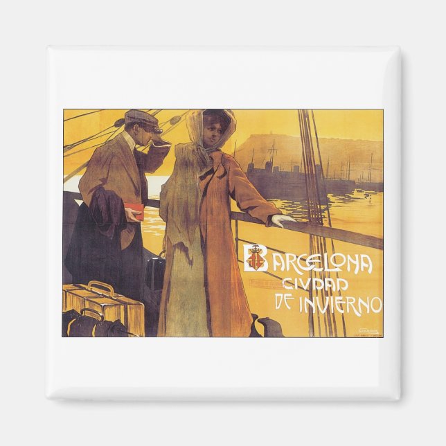 Aimant Poster Vintage voyage de Barcelone (Devant)