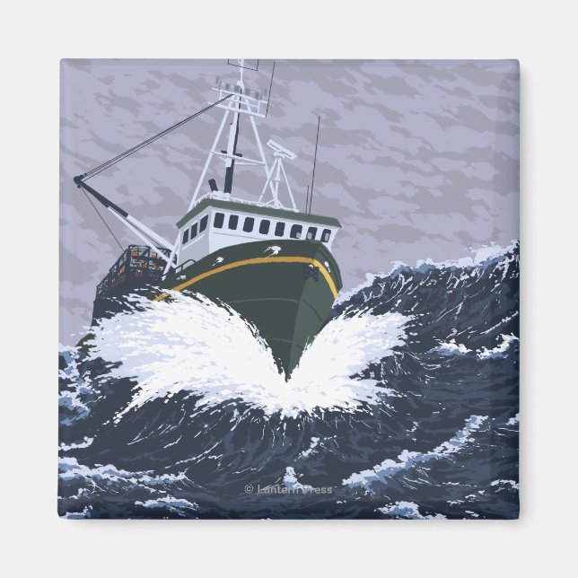 Aimant Poster Vintage voyage de bateau de l'Alaska (Devant)