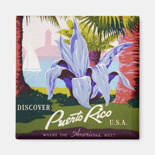 Aimant Poster Vintage voyage, Découvrez Porto Rico !