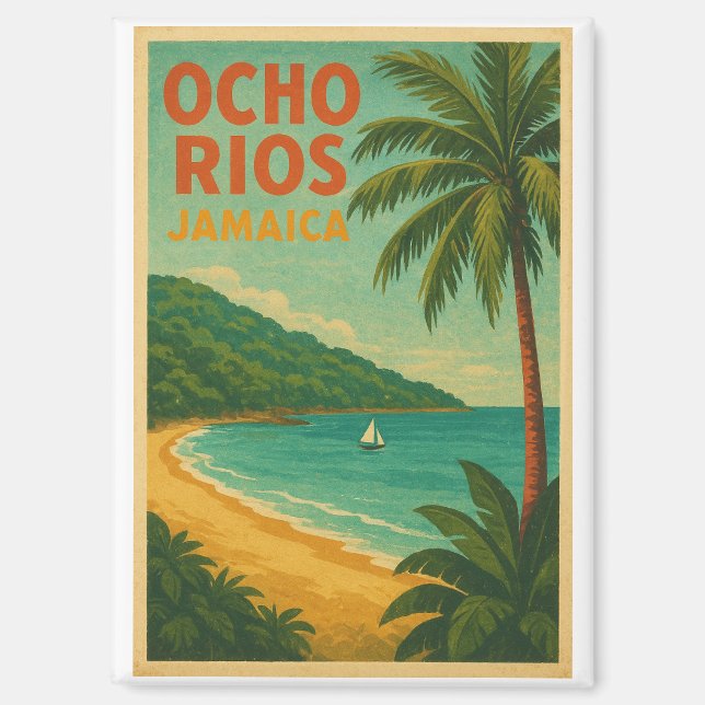 Aimant Poster Vintage voyage d'Ocho Rios - Jamaïque (Recto)