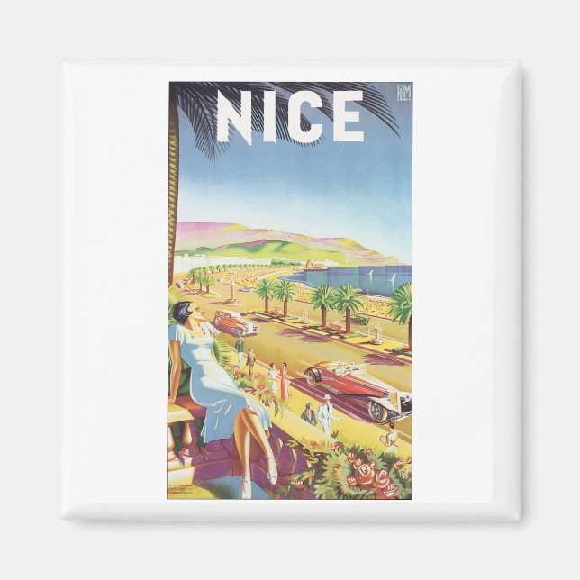 Aimant Poster Vintage voyage Nice (Devant)