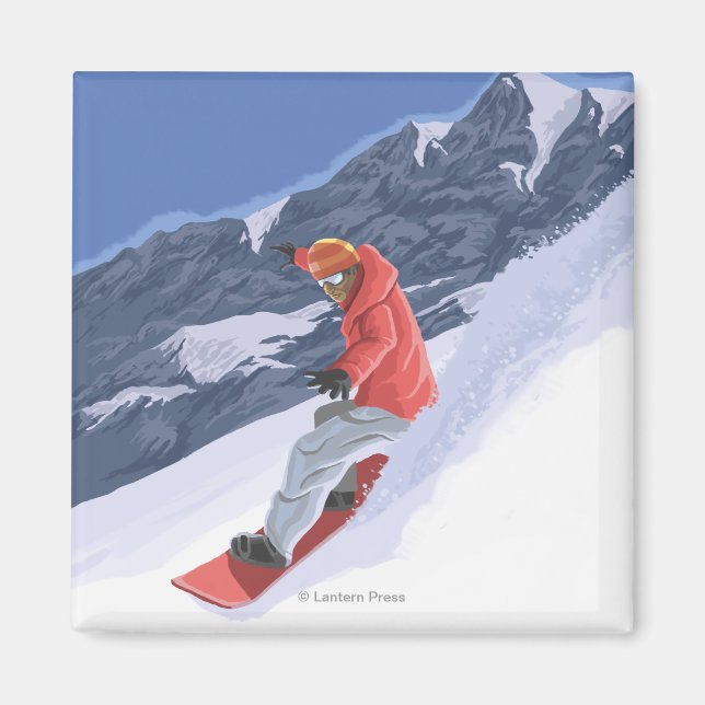 Aimant Poster Vintage voyage Washington Snowboard (Devant)