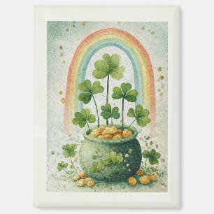 Aimant Pot de l'or et arc-en-ciel vintage