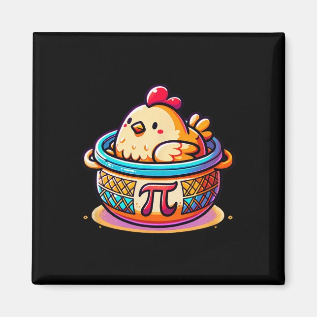 Aimant Pot de poulet Pi Funny Pi Jour math (Devant)