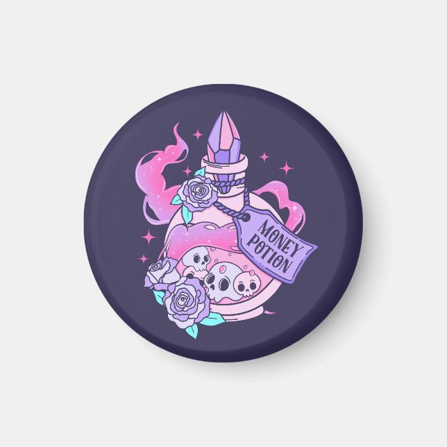 Aimant Potion d'argent mignon rose potion d'Halloween bou (Devant)