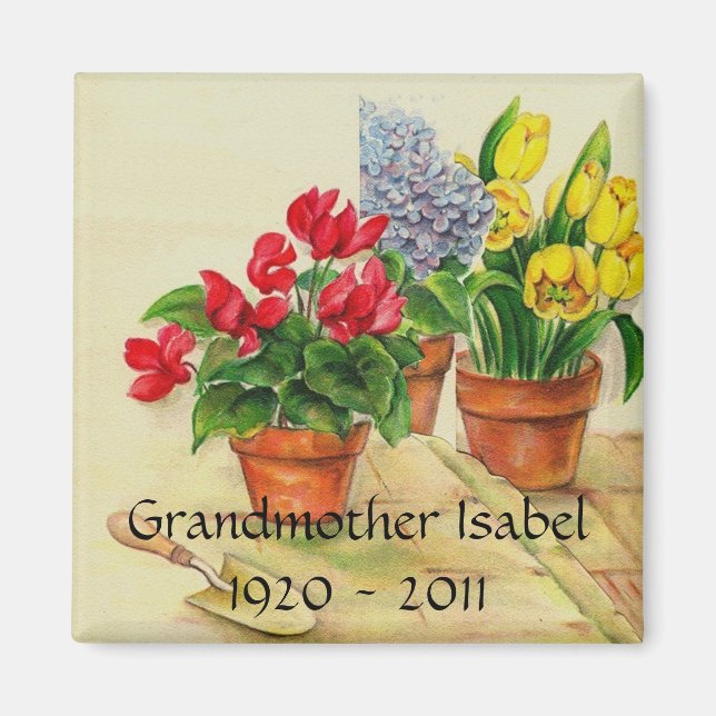 Aimant Pots à fleurs, grand-mère Isabel1920 - 2011 (Devant)