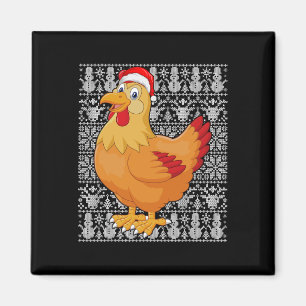Aimant Poule portant un chapeau de Père Noël Hommes Femme