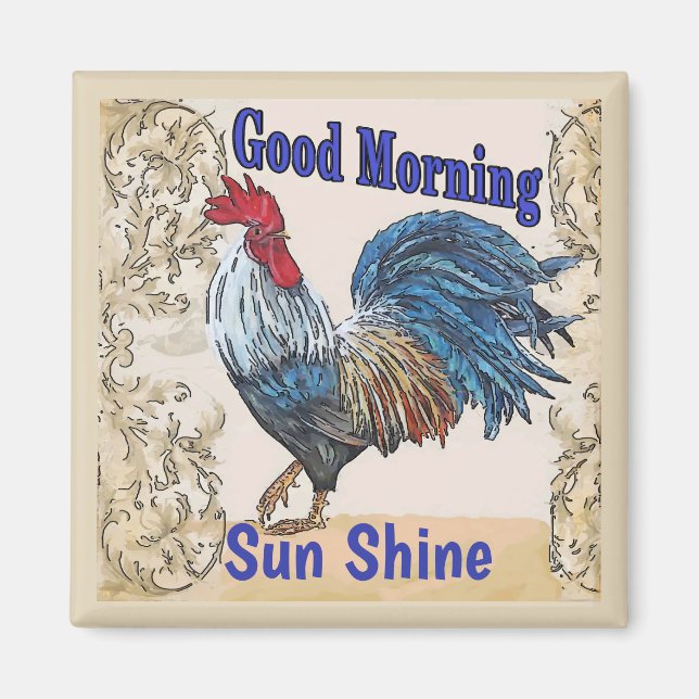 Aimant Poules bleues, Bonjour, Modifier le texte (Devant)