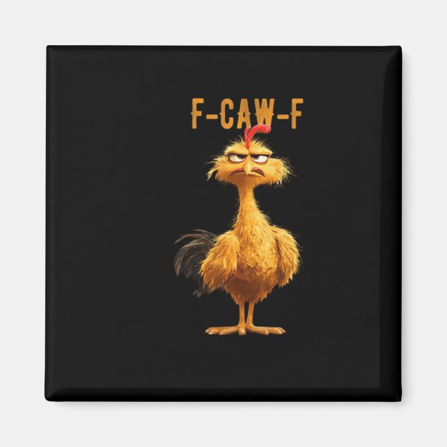 Aimant Poulet Classique Rétro F-Caw-F (Devant)
