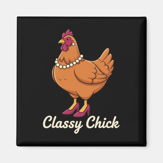 Aimant Poulet Cly Chick, je suis cette poule en perles  (Devant)