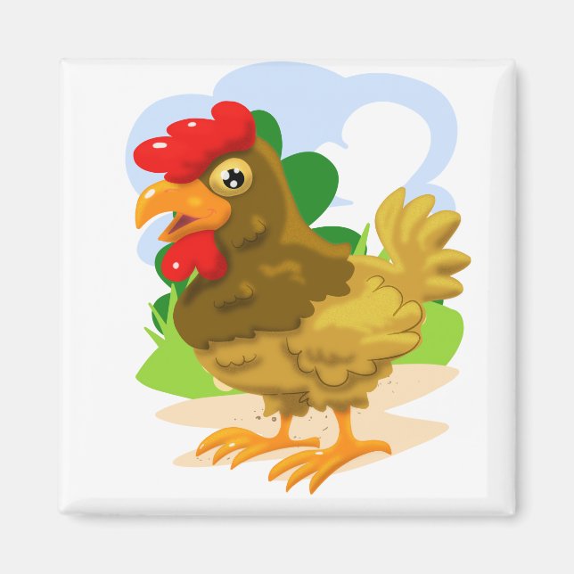 Aimant Poulet de caricature (Devant)