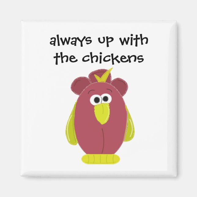 Aimant Poulet de dessin animé drôle avec citation (Devant)